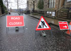 Closure signs on campus 140 section image