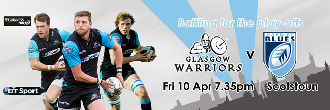 Advertising flyer for Glasgow Warriros