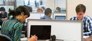 Students studying in the library