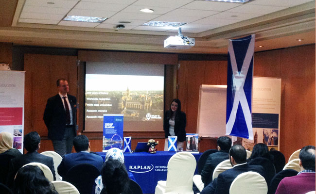 Image of a Study in Scotland reception hosted in Cairo by the University of Glasgow in March 2015