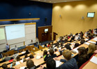 A lecture in progress on campus