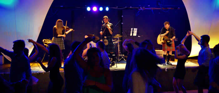 Ceilidh band and dancers