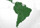 Image of globe representation of Latin America