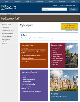 Image of an updated university staff portal