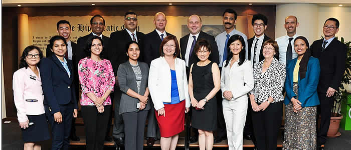 Jeremy Bagg, Head of Glasgow Dental School, pictured with representatives of the existing IMU partner dental schools 