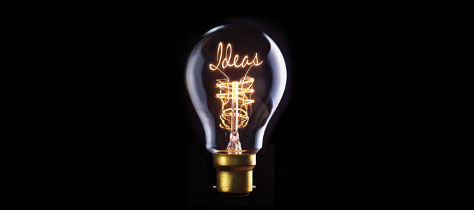A light bulb with 'Ideas' written on it