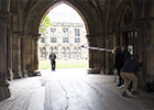 PBS crew filming in the quad