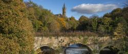 University of Glasgow main building and river Kelvin