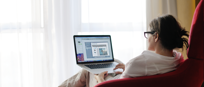 Student engaging in online learning