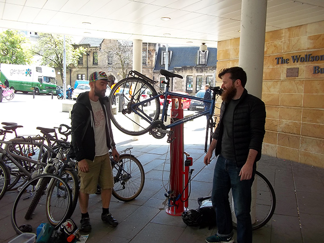 Using the bike repair station