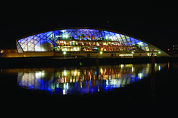 Glasgow Science Centre at night