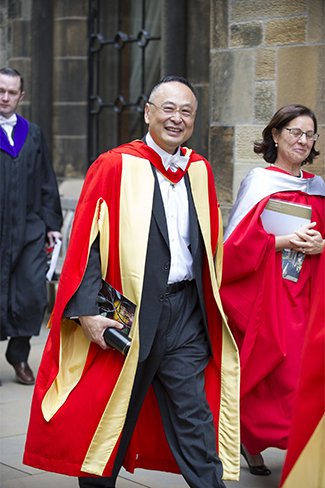 Dr Gerald Chan leaving graduation 