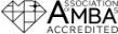 AMBA logo in back over a white background