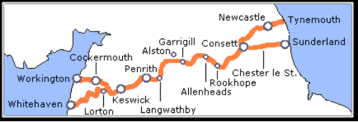 The coast to coast route map