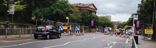Image of road works on University Avenue