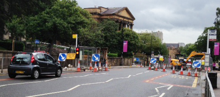 Image of roadworks on University Avenue August 2015