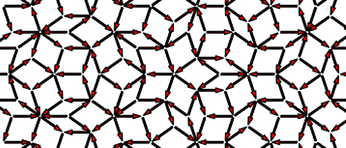 Micro-magnetic simulation of a frustrated two-dimensional spin lattice with five-fold symmetry.