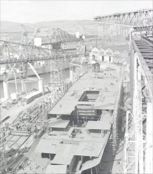 Progress by the summer of 1966, the ship is dominating the yard.