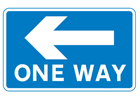 Image of a one way street sign