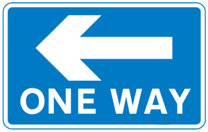 Image of a one way street sign