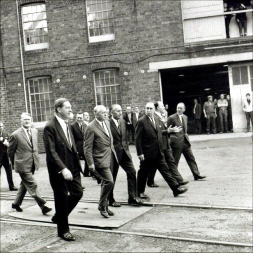 Lord Aberconway accompanies the Prime Minister, Harold Wilson.