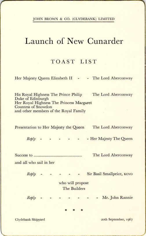 The new Cunarder toast list.