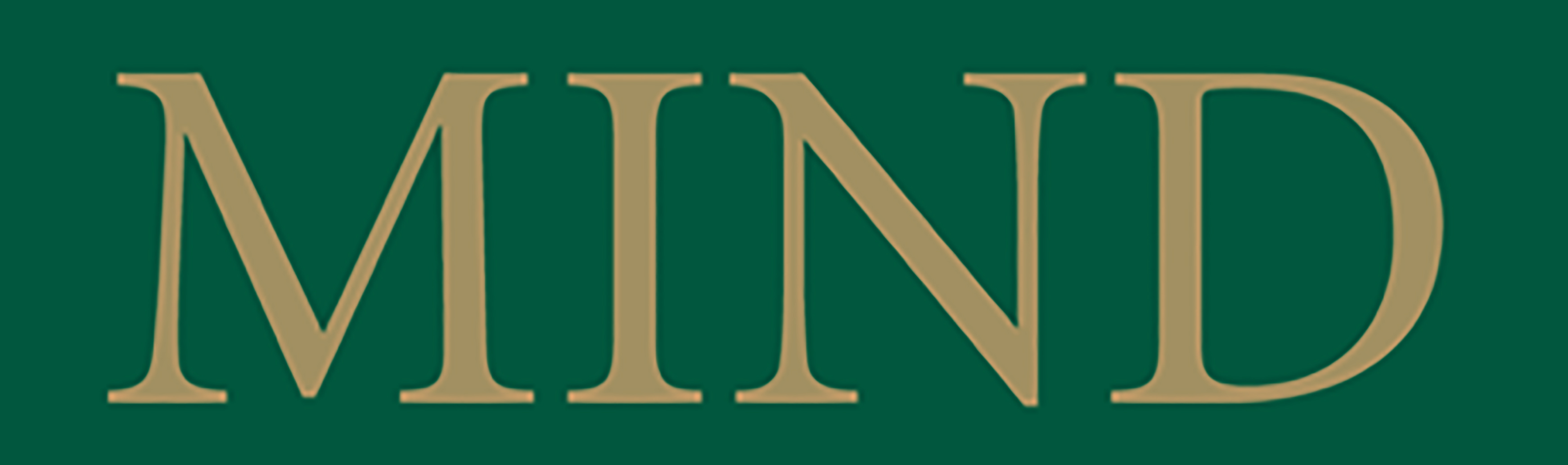 logo: green background with gold capital letters that read mind