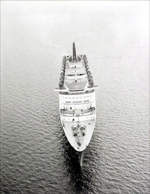 The QE2 undergoing trials at sea.