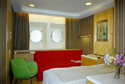 A first class cabins with double port hole.