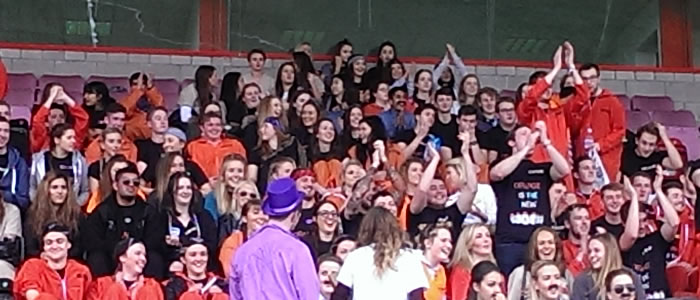 Students cheer on their team
