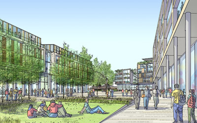 Image of a redeveloped Gilmorehill campus