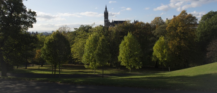 Kelvingrove Park and the University tower