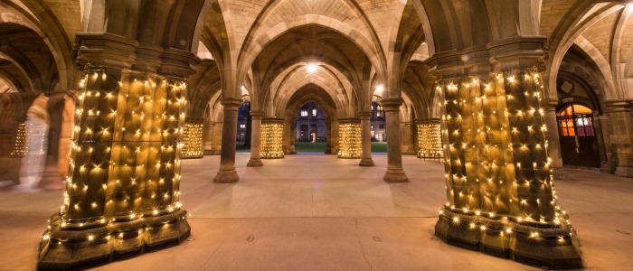 The cloisters with lighting
