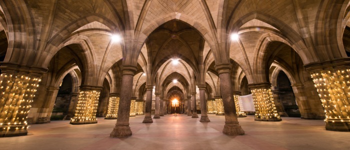 The cloisters with lighting