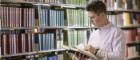 A student revising in the Library