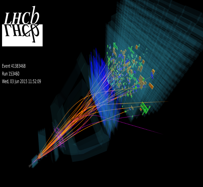 A proton-proton collision recorded by LHCb