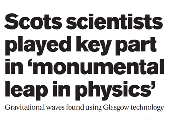 Herald newspaper headline on the University of Glasgow's role in the breakthrough