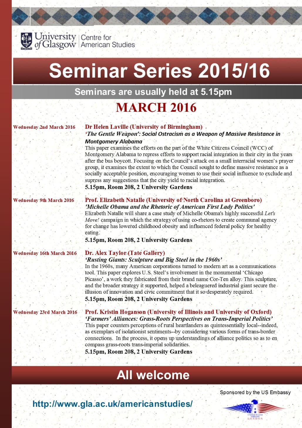 American Studies Seminar Series March