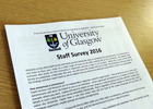 Image of the 2016 University staff survey questionnaire document