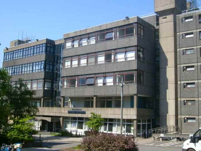 Front view of the Adam Smith Building