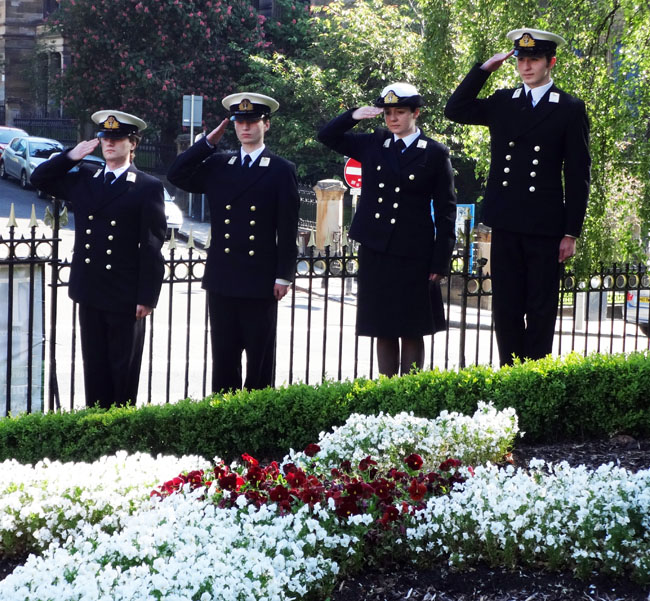 Image of Naval cadets saluting the dead of the Battle of Jutland