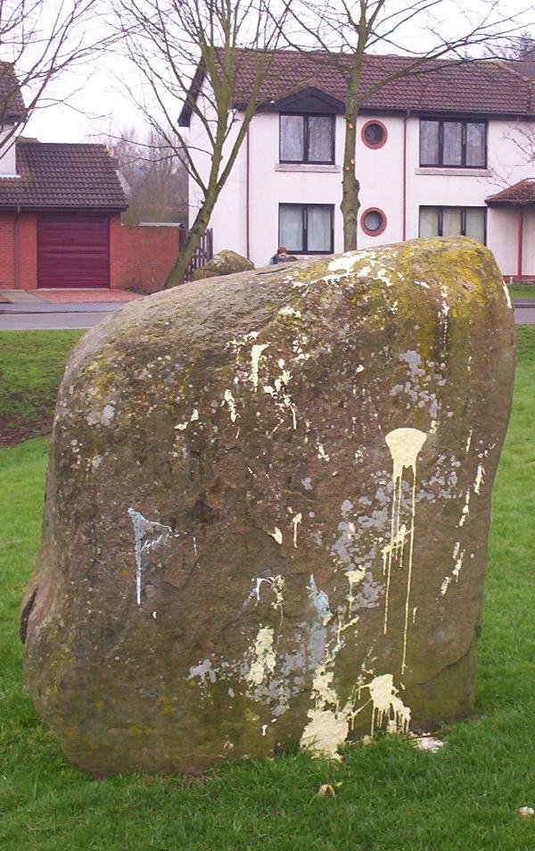 Balfarg standing stone in a suburb of the New Town of Glenrothes, Fife