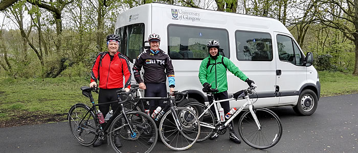 Three of the Pedalling Profs in Dumfries