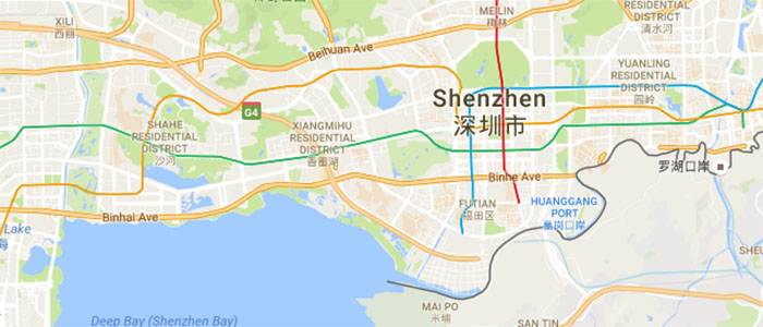 Map over Shenzen. 700 x 300