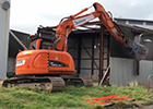 The first demolition onsite was the bin store at the north east corner