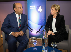 Professor Kwame Anthony Appiah speaking with broadcaster Sue Lawley