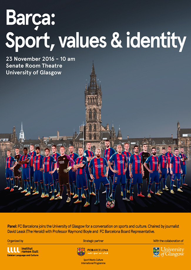 Image of the Barcelona football team and the University 