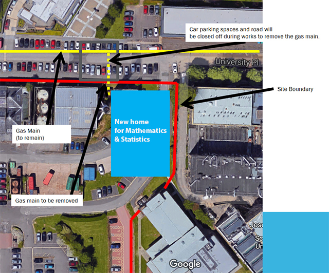 Diagram of road works in University Place November 2016