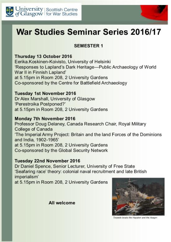 War Studies Seminar Series 1st Sem