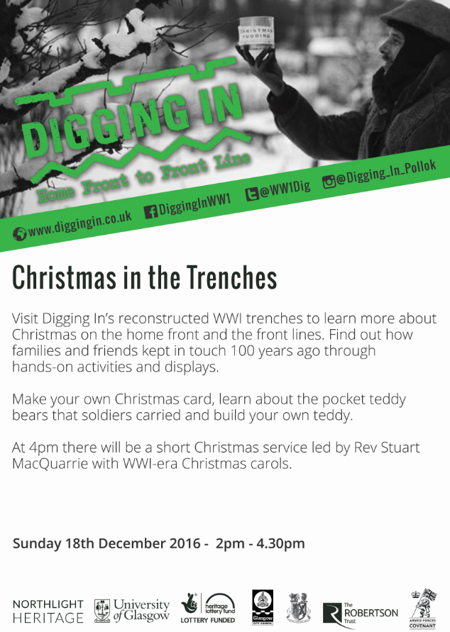 Image of a poster for the December 2017 Christmas in the Trenches event